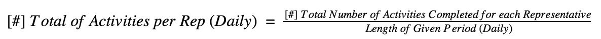 Para calcular a atividade por representante