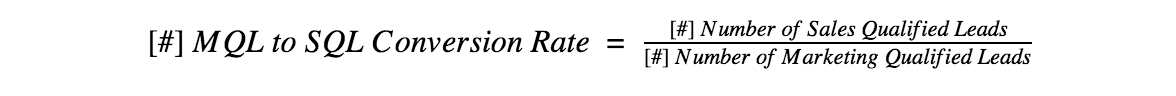 Para calcular a taxa de conversão de mql para sql